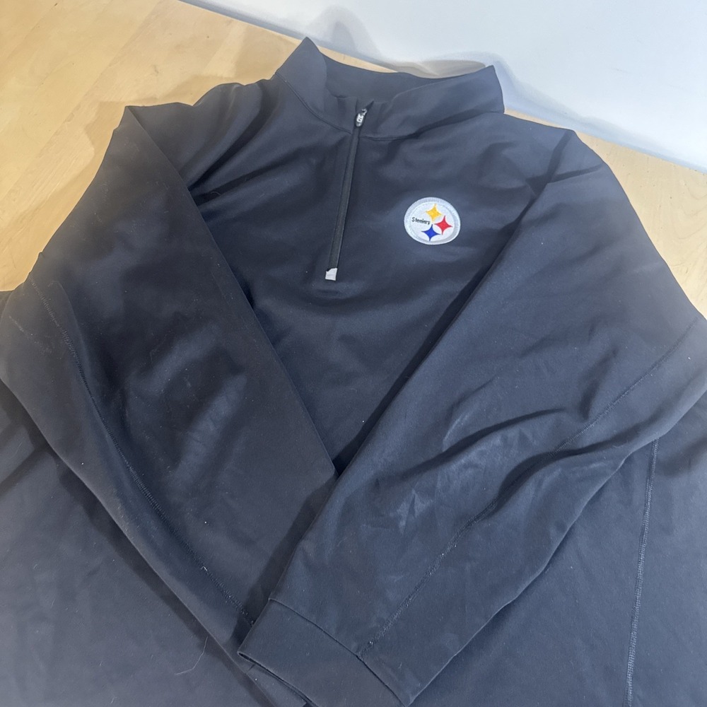 Pittsburgh Steelers Mens Sz. 4xB‎ Black 1/4 Zip Pullover Cutter and Buck